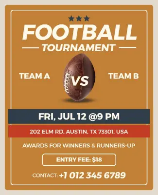 Vintage Themed Football Tournament Poster Template