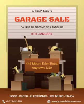 Vintage Themed Garage Sale Event Announcement Poster Template