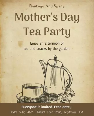 Vintage Themed Mother's Day Tea Party Poster Template