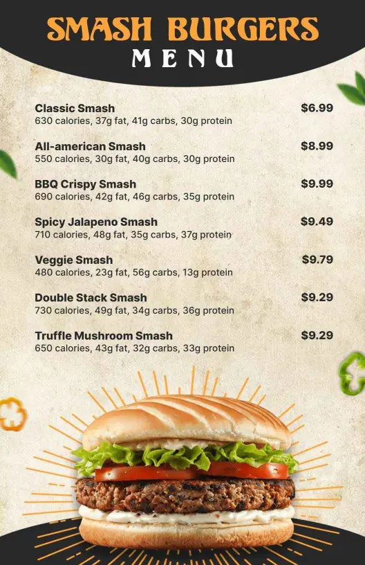 Vintage Themed Smash Burger Menu Template