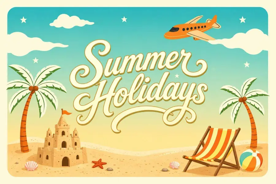 Vintage Tropical Summer Holiday Postcard Template