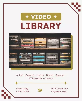 Promotional Vintage Video Library Flyer Template