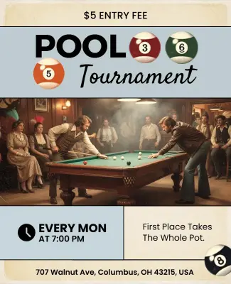 Vintage Weekly Pool Tournament Event Poster Template