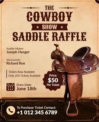 Vintage Western Cowboy Saddle Raffle Event Flyer Template
