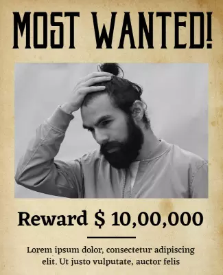 Vintage Western Style Most Wanted Reward Poster Template