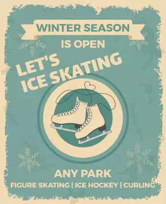 Vintage Winter Ice Skating Event Announcement Flyer Template