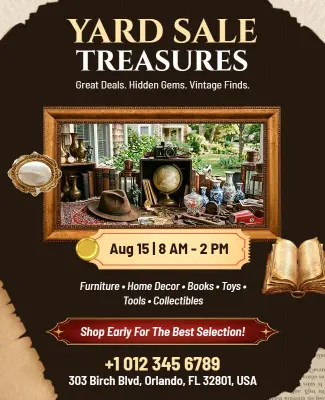 Vintage Yard Sale Treasures Flyer Template
