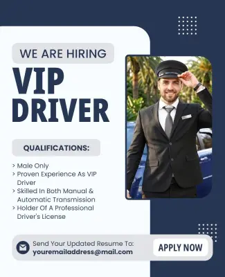 VIP Driver Hiring Announcement Poster Template