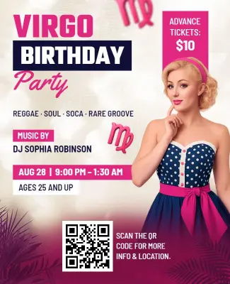 Virgo Birthday Celebration Party Flyer Template