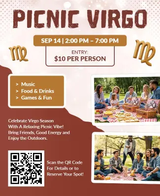 Virgo Season Outdoor Picnic Event Flyer Template