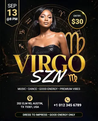 Virgo SZN Zodiac Party Flyer Template