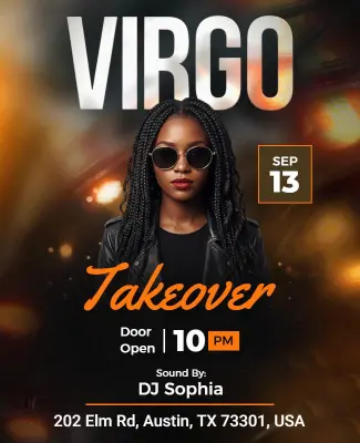 Virgo Takeover Party Night Event Flyer Template