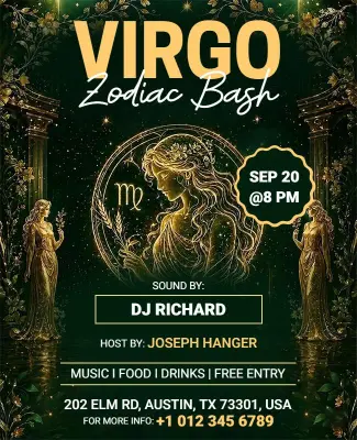 Virgo Zodiac Bash Party Flyer Template