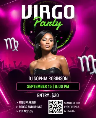 Virgo Zodiac Theme Party Flyer Template
