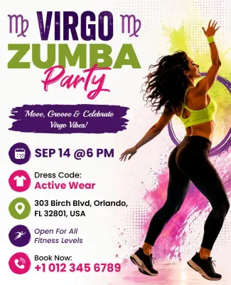 Virgo Zumba Dance Party Flyer Template