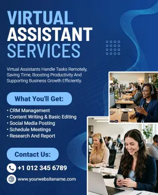 Virtual Assistant Services Promotional Flyer Template
