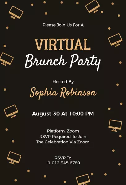 Virtual Brunch Celebration Online Gathering Invitation Template
