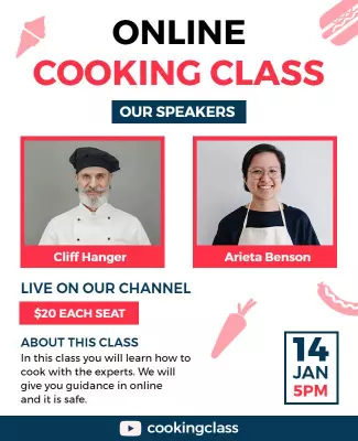 Virtual Culinary Workshop Event Flyer Template