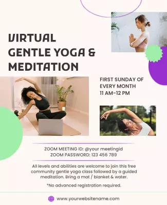 Virtual Gentle Yoga and Meditation Event Flyer Template