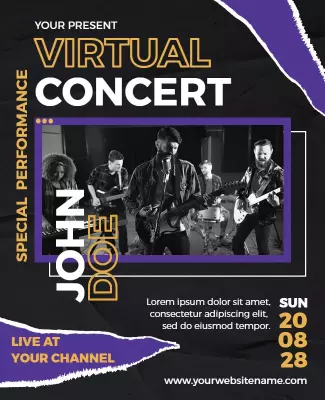 Virtual Live Concert Event Flyer Template