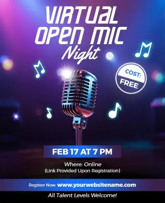 Virtual Open Mic Night Event Flyer Template