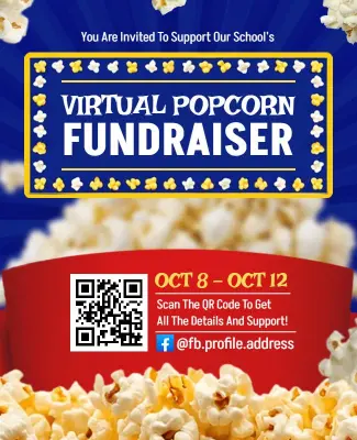 Virtual Popcorn Fundraiser School Event Flyer Template