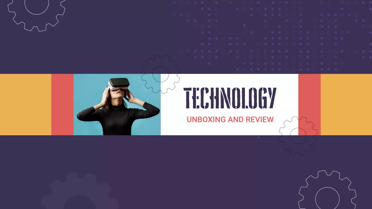 Virtual Reality Unboxing and Review on Purple Technology Banner Template