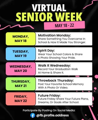Virtual Senior Week Event Schedule Poster Template