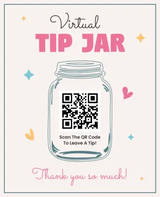 Virtual Tip Jar QR Code Flyer Template