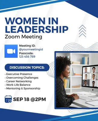 Virtual Women Leadership Discussion Zoom Meeting Flyer Template