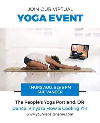 Virtual Yoga Event with Vinyasa Flow Flyer Template