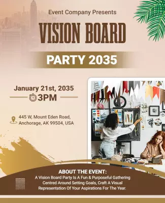 Vision Board Goal Setting Party Flyer Template
