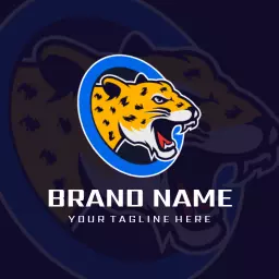 Vivid Blue and Yellow Jaguar Design Showcasing Strength Logo Template