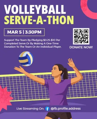 Volleyball Serve-a-Thon Fundraiser Event Flyer Template