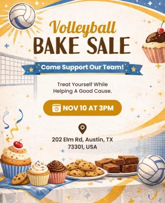 Volleyball Team Fundraiser Bake Sale Flyer Template