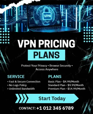 VPN Service Pricing Plans Advertisement Poster Template