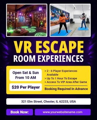 VR Escape Room Experience Promotion Flyer Template