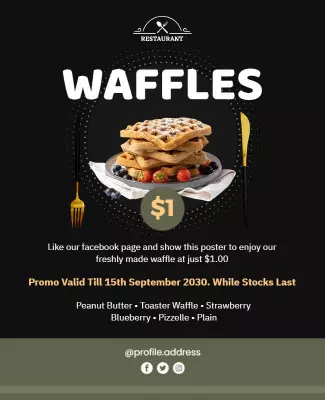 Waffle Promotion Restaurant Flyer Template