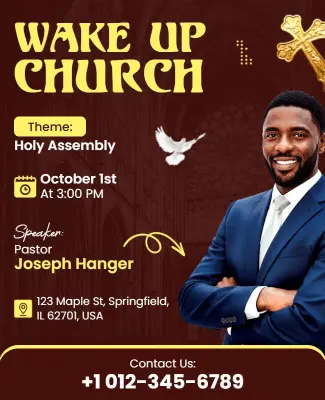 Wake up Church Assembly Event Invitation Flyer Template