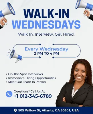 Walk-in Interview Event Every Wednesday Flyer Template