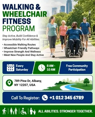 Walking and Wheelchair Fitness Program Flyer Template