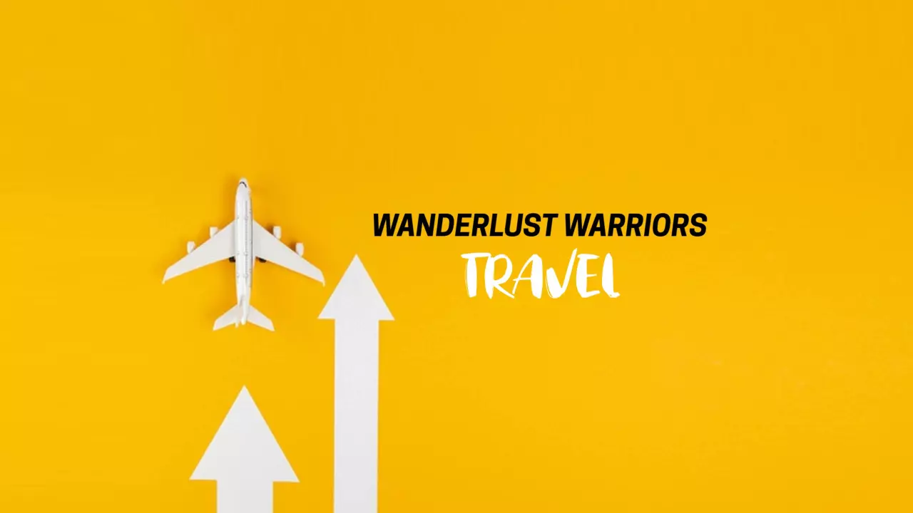Wanderlust Warriors Inspiring Travel Journey on Bright Yellow Banner Template