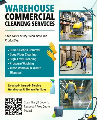 Warehouse Facility Commercial Cleaning Services Flyer Template