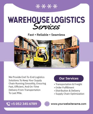 Warehouse Logistics Services Information Poster Template