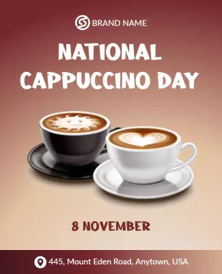 Warm and Inviting Cappuccino Celebration Day Poster Template
