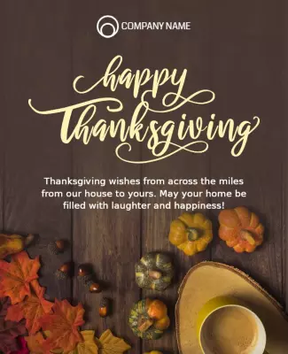 Warm Autumn Thanksgiving Celebration Wishes Poster Template