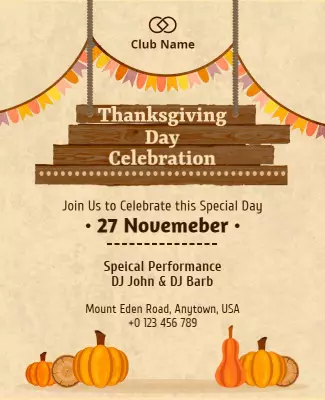 Warm Autumn Thanksgiving Day Celebration Poster Template