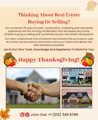 Warm Autumn Thanksgiving Real Estate Services Poster Template