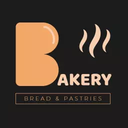 Warm Beige and Black Bakery Image with Fresh Baked Goods Logo Template