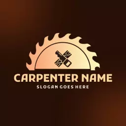 Warm Bronze Saw Blade and Tools Design for Carpentry Logo Template